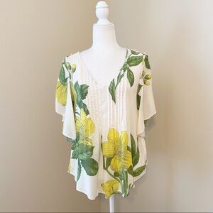 Anthropologie Maeve Floral Flutter Sleeve Maya Top - 2